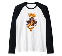 Catalan Mermaid Barcelona Princess - Simpatica Bandiera della Catalogna Maglia con Maniche Raglan