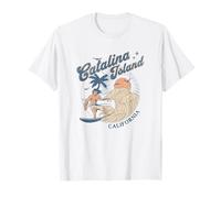 Catalina Island California Surf Retro Vintage Surfer Estate Maglietta