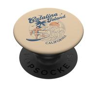 Catalina Island California Surf Retro Vintage Surfer Estate PopSockets PopGrip Adesivo