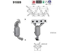 Catalizzatore Euro 6 91089 AS per SUZUKI SX4 S-CROSS VITARA