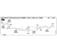 CATALIZZATORE PER MERCEDES ML W163 270 2.7 CDI/Auto 2685 cc 163 cv/120 kw Cat 20