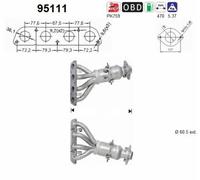 Catalizzatore Toyota Auris Avensis Corolla AS95111 171040D100 171040D101