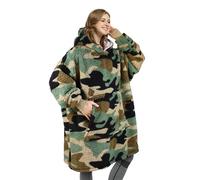 Catalonia Classy Coperta calda indossabile di classe, morbida coperta con cappuccio, coperta con cappuccio camoscio oversize, regali con cappuccio accoglienti per adulti uomini donne, mimetica verde