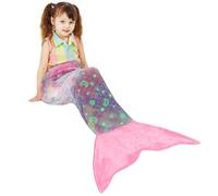 Catalonia Classy Coperta con coda di sirena fosforescente, morbida e calda coperta in pile per sacco a pelo, 155 x 50 cm con motivo a squame di pesce, cielo stellato