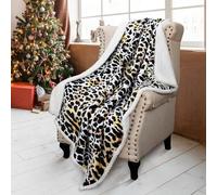Catalonia Classy Coperta in pile Sherpa leopardato, coperta calda extra spessa per divano, coperta per letto in pile a doppia faccia, coperta per soggiorno, 150x130 cm