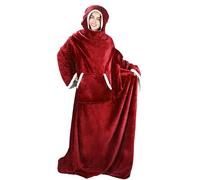 Catalonia Classy Coperta indossabile con cappuccio Sherpa per donne e uomini adulti, coperta morbida e calda in peluche con maniche Coperta TV con cappuccio per divano lounge 185 x 140 cm
