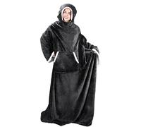 Catalonia Classy - Coperta indossabile con maniche e cappuccio, calda, comoda, grande coperta in pile con maniche, per adulti, donne e uomini