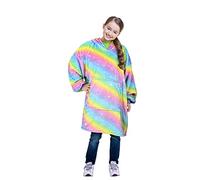 Catalonia Classy Coperta leggera con cappuccio, morbida felpa in pile, calda coperta portatile, morbida felpa con cappuccio, per ragazzi e ragazze e bambini Pre-Teen, arcobaleno, Youth