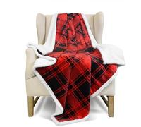 Catalonia Classy Coperta scozzese in pile Sherpa, morbida coperta scozzese natalizia, caldo peluche in microfibra, coperta invernale reversibile per divano letto, 150x130 cm
