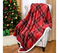 Catalonia Classy Coperta scozzese in pile Sherpa, morbida coperta scozzese natalizia, caldo peluche in microfibra, coperta invernale reversibile per divano letto, 150x130 cm