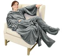 Catalonia Classy Coperta Sherpa con Maniche e Piedi, Morbidi e Accoglienti Slanket coperta Pile sherpa, Coperta TV Invernale con Piedi, Regalo per Uomo, donna, genitori, fidanzata, moglie, 190x135cm