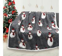 Coperta Sherpa Natalizia, Coperta TV Sherpa Super soffice e soffice, Coperta Decorativa per Divano Letto Decorazione Vacanze, 130 x 150 cm, Motivo Pupazzo di Neve