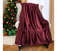 Catalonia Classy Coperta sherpa rosso vino, soffice coperta copriletto Copriletto in flanella morbida coperta per divano Coperta per divano Calda coperta in pile rosa per TV divano letto, 150 x 130 cm