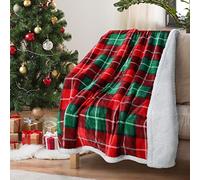 Catalonia Classy Coperta Sherpa TV scozzese rossa di bufalo natalizia, 150 x 130 cm, coperta decorativa in pile, super morbida, calda e confortevole