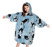 Catalonia Classy Oversize Felpa con cappuccio per bambini con maniche, calda coperta regalo per ragazze, ragazzi e ragazzi, in pile con cappuccio, grigio