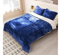 Catalonia Classy Set copripiumino king size in pile sherpa 3 pezzi, set copripiumino reversibile accogliente termo soffice e caldo morbido, 230 x 260 cm, 1 piumino e 2 federe, Blu