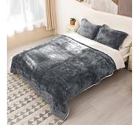 Catalonia Classy Set copripiumino king size in pile sherpa set 3 pezzi, set copripiumino reversibile accogliente e soffice, caldo e morbido, 220 x 230 cm, 1 piumino e 2 federe, Grigio