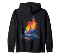 Catamarano - Barca a Vela Multiscafo Art Colorata Felpa con Cappuccio