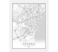 CATANIA nero bianco Manifesto della mappa di arte astratta Nordic soggiorno decorazione tela poster moderna decorazione della casa stampa artistica 50x70 cm