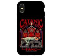 Catanic Panic Satanic Cat Retro Vintage Funny Adult Humor Custodia per iPhone X/XS
