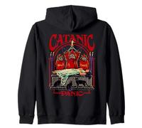Catanic Panic Satanic Cat Retro Vintage Funny Adult Humor Felpa con Cappuccio