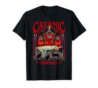 Catanic Panic Satanic Cat Retro Vintage Funny Adult Humor Maglietta