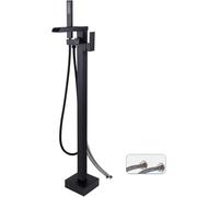 CATANK Freestanding Taps for Bath Floor Mounted Open Hot And Cold Waterfall Tap for Freestanding Bathtub,Black