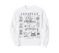 Catapulta Medievale Antico Assedio Motore Divertente Vintage Brevetto Felpa