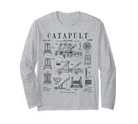 Catapulta Medievale Antico Assedio Motore Divertente Vintage Brevetto Maglia a Manica