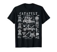 Catapulta Medievale Antico Assedio Motore Divertente Vintage Brevetto Maglietta