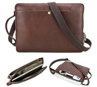 CataPurus Custodia sottile per laptop da 14,1 pollici, realizzata a mano, cinturino regolabile e 2 tasche, compatibile con MacBook Pro 14" 2021 2022 M1 Pro/M1 Max A2442 e altri PC, caffè rosso da 14,2