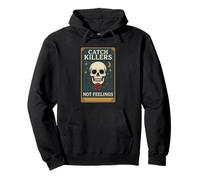 Catch Killers Not Feelings Skull Gothic Distressed Design Felpa con Cappuccio
