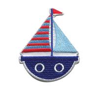 Catch the Patch Barca Nave Patch Termoadesivo 5,7 x 7 cm per Bambini Adulti con Marina Costa Vintage Originale, Toppe Adesive Cucire Vestiti Vacanze Compleanno