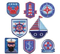 Catch the Patch Costa Patch Termoadesivi Set di 8 per Bambini Adulti con Spiaggia Mare Stile Vacanze Dettagliato, Carnevale Costume Marinaio Idea Originale