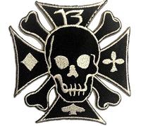 Catch the Patch Croce Chopper Teschio Patch Termoadesivo 7,5 x 8,4 cm per Adulti con Skull Vintage Edgy Statement, Toppe Adesive Cucire Vestiti Lavoretti Regalo