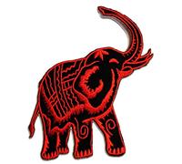 Catch the Patch Elefante Animale Tailandia - Toppe Termoadesive Patch Toppa Ricamate, Misura: 9,8 x 9,8 cm, Farbvariante:rosso
