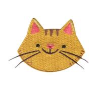 Catch the Patch Gatto Testa Toppe Adesive Animali 7,2 x 4,6 cm per Bambini con Stoffa Tessuto Cotone Originale, Cucibile Bambino Vestiti Pantaloni Jeans Cucire Riparazione