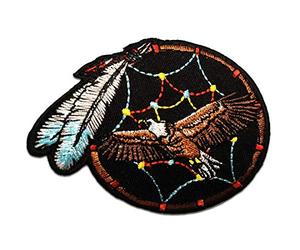 Catch the Patch Indiano Aquila Acchiappasogni Toppe Adesive Uccelli 7,5 x 9 cm per Bambini con Stoffa Tessuto Cotone Originale, Cucibile Bambino Vestiti Pantaloni Jeans Cucire Riparazione