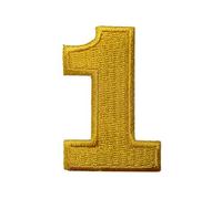 Catch the Patch Numero 1 Giallo Toppa Termoadesiva Numeri 4,9 x 3,3 cm per Bambini Adulti con Nome Iniziali Monogramma Personalizzato, Decorazioni Squadra Uniforme Maglia Calcio Jersey