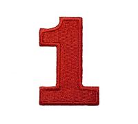 Catch the Patch Numero 1 Rosso Toppa Termoadesiva Numeri 4,9 x 3,3 cm per Bambini Adulti con Nome Iniziali Monogramma Personalizzato, Decorazioni Squadra Uniforme Maglia Calcio Jersey