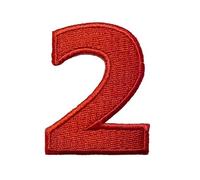 Catch the Patch Numero 2 Rosso Toppa Termoadesiva Numeri 4,9 x 3,3 cm per Bambini Adulti con Nome Iniziali Monogramma Personalizzato, Decorazioni Squadra Uniforme Maglia Calcio Jersey