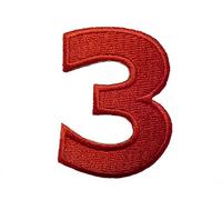 Catch the Patch Numero 3 Rosso Toppa Termoadesiva Numeri 4,9 x 3,7 cm per Bambini Adulti con Nome Iniziali Monogramma Personalizzato, Decorazioni Squadra Uniforme Maglia Calcio Jersey