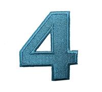 Catch the Patch Numero 4 Blu Toppa Termoadesiva Numeri 4,9 x 4,1 cm per Bambini Adulti con Nome Iniziali Monogramma Personalizzato, Decorazioni Squadra Uniforme Maglia Calcio Jersey
