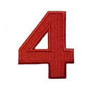 Catch the Patch Numero 4 Rosso Toppa Termoadesiva Numeri 4,9 x 4,1 cm per Bambini Adulti con Nome Iniziali Monogramma Personalizzato, Decorazioni Squadra Uniforme Maglia Calcio Jersey