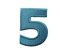 Catch the Patch Numero 5 Blu Toppa Termoadesiva Numeri 4,9 x 3,7 cm per Bambini Adulti con Nome Iniziali Monogramma Personalizzato, Decorazioni Squadra Uniforme Maglia Calcio Jersey
