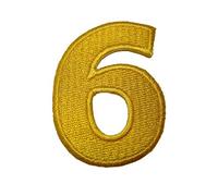 Catch the Patch Numero 6 Giallo Toppa Termoadesiva Numeri 4,9 x 3,7 cm per Bambini Adulti con Nome Iniziali Monogramma Personalizzato, Decorazioni Squadra Uniforme Maglia Calcio Jersey