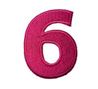 Catch the Patch Numero 6 Rosa Toppa Termoadesiva Numeri 4,9 x 3,7 cm per Bambini Adulti con Nome Iniziali Monogramma Personalizzato, Decorazioni Squadra Uniforme Maglia Calcio Jersey