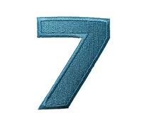 Catch the Patch Numero 7 Blu Toppa Termoadesiva Numeri 4,8 x 3,8 cm per Bambini Adulti con Nome Iniziali Monogramma Personalizzato, Decorazioni Squadra Uniforme Maglia Calcio Jersey