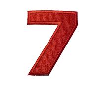 Catch the Patch Numero 7 Rosso Toppa Termoadesiva Numeri 4,8 x 3,8 cm per Bambini Adulti con Nome Iniziali Monogramma Personalizzato, Decorazioni Squadra Uniforme Maglia Calcio Jersey