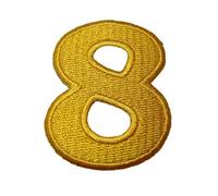 Catch the Patch Numero 8 Giallo Toppa Termoadesiva Numeri 4,9 x 3,9 cm per Bambini Adulti con Nome Iniziali Monogramma Personalizzato, Decorazioni Squadra Uniforme Maglia Calcio Jersey